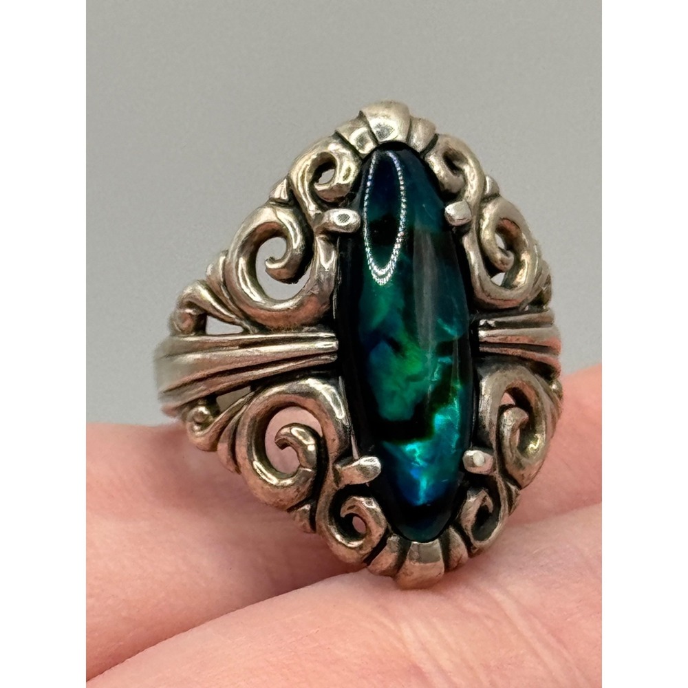 Kabana Sterling Silver Abalone Shell Ring Size 8